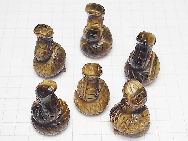 [Video] Yellow Tiger's Eye Snake Motif 49x28mm [Undrilled] 1pc
