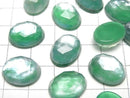 [Video] Green Onyx x White Shell x Crystal AAA- Oval Rose Cut 16x12mm 2pcs