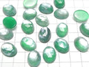 [Video] Green Onyx x White Shell x Crystal AAA- Oval Rose Cut 16x12mm 2pcs