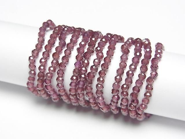 [Video]High Quality! Garnet Faceted Round 2mm 3pcs (Ring)