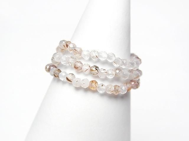 [Video]High Quality! Brown Rutilated Quartz Faceted Round 2mm 3pcs (Ring)