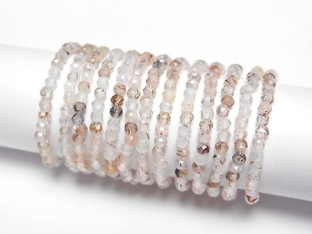 [Video]High Quality! Brown Rutilated Quartz Faceted Round 2mm 3pcs (Ring)