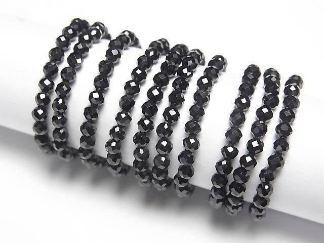 [Video]High Quality! Black Spinel Faceted Round 2mm 3pcs (Ring)