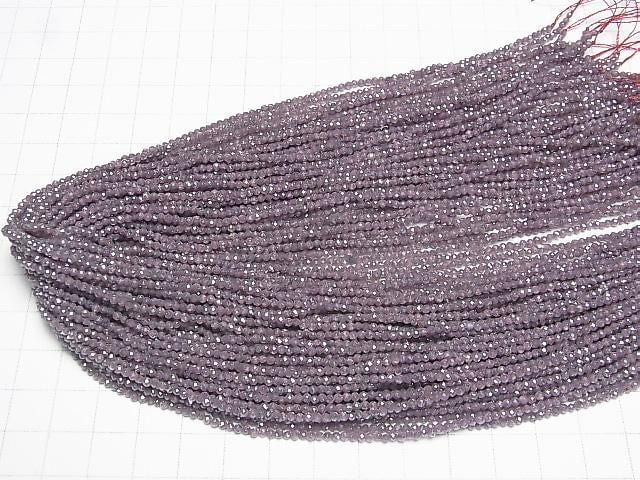 [Video]High Quality! Cubic Zirconia AAA Faceted Round 2mm [Pinkish Gray] 1strand beads (aprx.15inch/36cm)