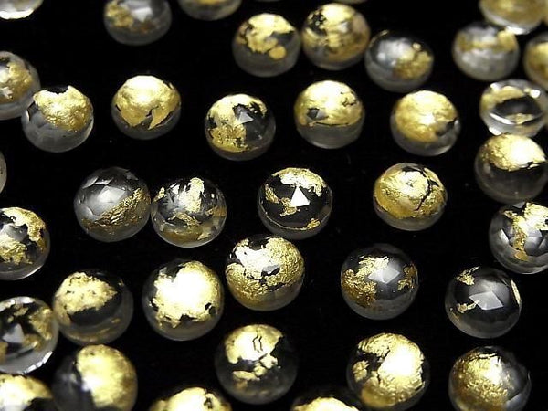 [Video] Doublet Crystal AAA Round Rose Cut 6x6mm Gold 5pcs