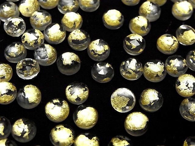 [Video] Doublet Crystal AAA Round Rose Cut 6x6mm Gold 5pcs
