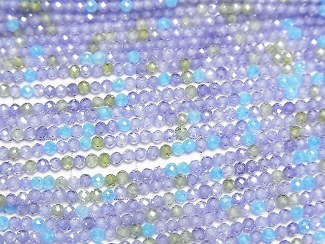 [Video]High Quality! Cubic Zirconia AAA Faceted Round 2mm [Blue Mix] 1strand beads (aprx.14inch/35cm)