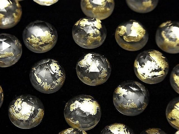 [Video] Doublet Crystal AAA Round Rose Cut 10x10mm Gold 2pcs