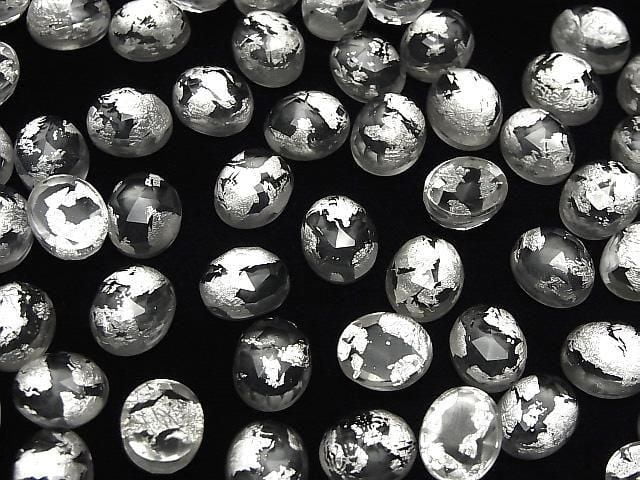 [Video] Doublet Crystal AAA Oval Rose Cut 12x10mm Silver 2pcs