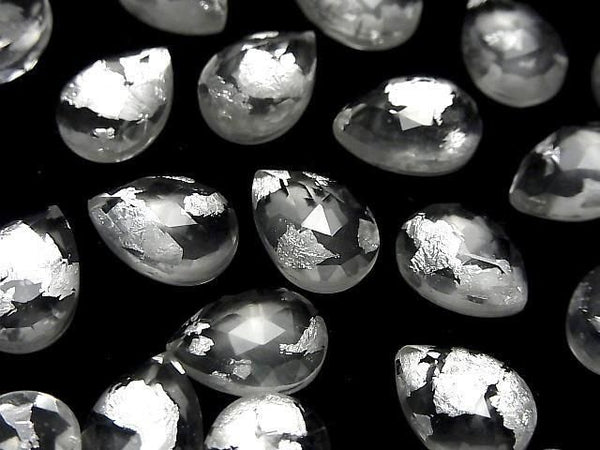 [Video] Doublet Crystal AAA Pear Shape Rose Cut 14x10mm Silver 2pcs