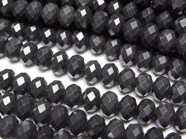 [Video]High Quality! Shungite AAA Faceted Button Roundel 6x6x4mm half or 1strand beads (aprx.15inch/36cm)