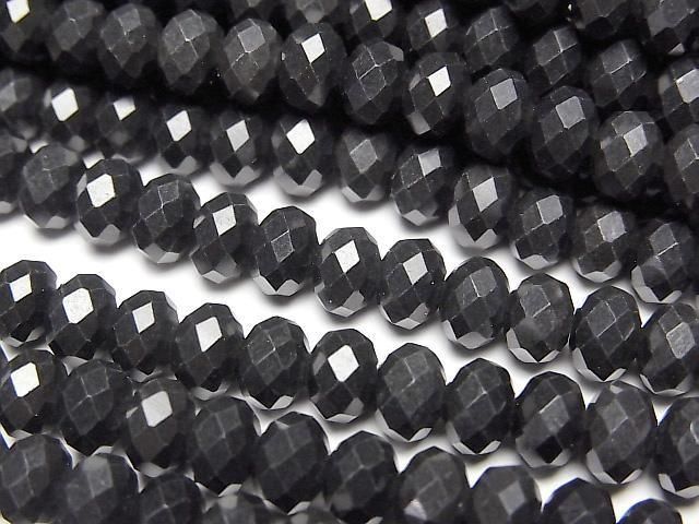 [Video]High Quality! Shungite AAA Faceted Button Roundel 6x6x4mm half or 1strand beads (aprx.15inch/36cm)