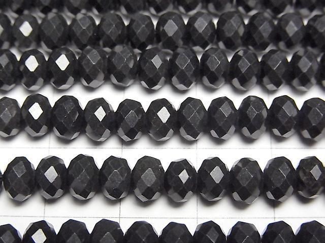 [Video]High Quality! Shungite AAA Faceted Button Roundel 6x6x4mm half or 1strand beads (aprx.15inch/36cm)