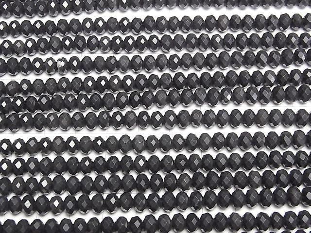 [Video]High Quality! Shungite AAA Faceted Button Roundel 6x6x4mm half or 1strand beads (aprx.15inch/36cm)