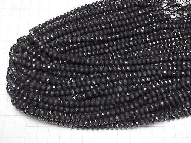 [Video]High Quality! Shungite AAA Faceted Button Roundel 6x6x4mm half or 1strand beads (aprx.15inch/36cm)