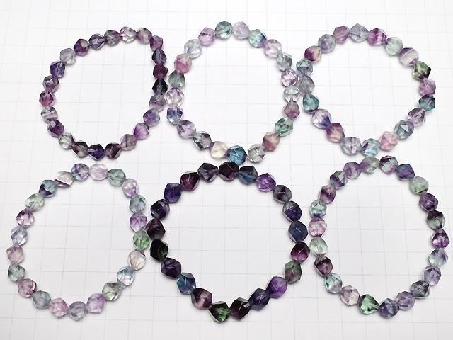 多色螢石 AAA 20 切面圓珠 8mm 手鍊