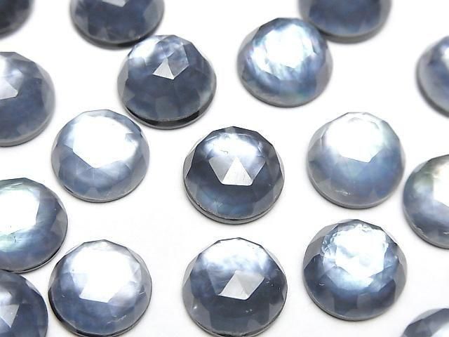 [Video] Onyx x White Shell x Crystal AAA- Round Rose Cut 12x12mm 2pcs