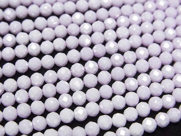 [Video]High Quality! Cubic Zirconia AAA Faceted Round 3mm [Milky Purple] 1strand beads (aprx.14inch/35cm)
