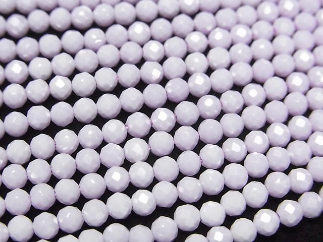 [Video]High Quality! Cubic Zirconia AAA Faceted Round 3mm [Milky Purple] 1strand beads (aprx.14inch/35cm)