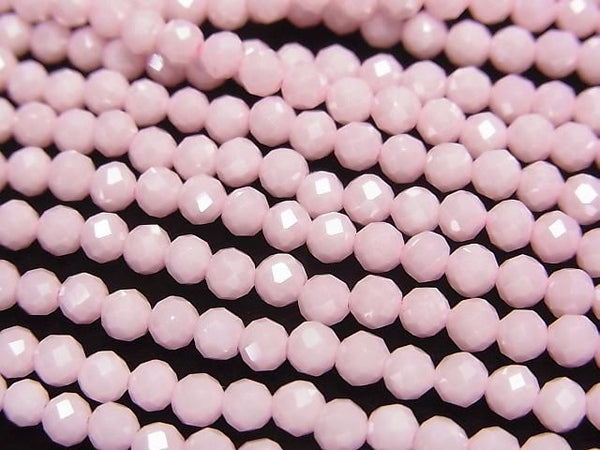 [Video]High Quality! Cubic Zirconia AAA Faceted Round 3mm [Milky Pink] 1strand beads (aprx.14inch/35cm)
