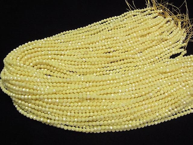 [Video]High Quality! Cubic Zirconia AAA Faceted Round 3mm [Milky Yellow] 1strand beads (aprx.14inch/35cm)