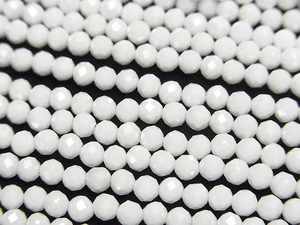 [Video]High Quality! Cubic Zirconia AAA Faceted Round 3mm [Milky White] 1strand beads (aprx.14inch/35cm)