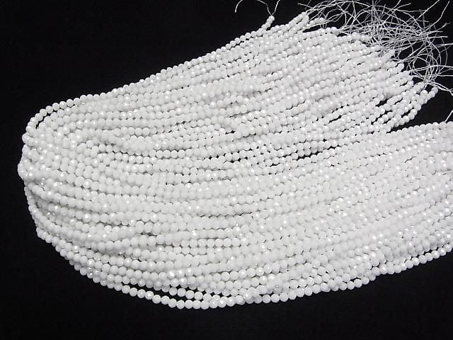 [Video]High Quality! Cubic Zirconia AAA Faceted Round 3mm [Milky White] 1strand beads (aprx.14inch/35cm)