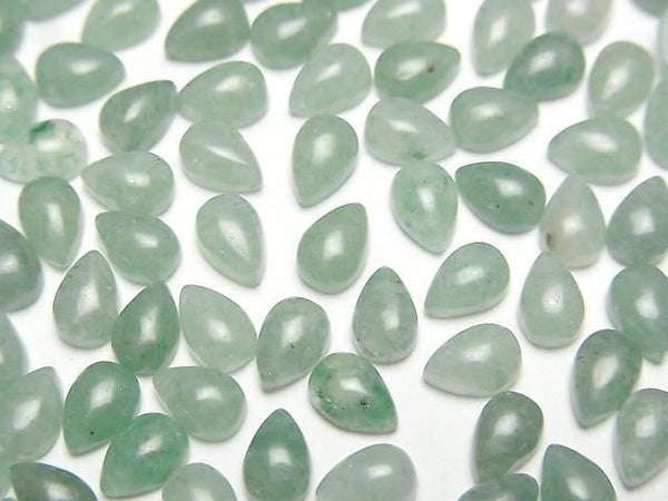 [Video] Green Aventurine Pear shape Cabochon 6x4mm 5pcs