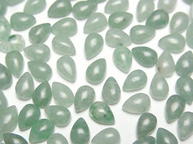 [Video] Green Aventurine Pear shape Cabochon 6x4mm 5pcs