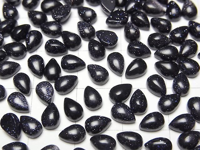 [Video]Blue Golden Sand Stone Pear shape Cabochon 6x4mm 5pcs