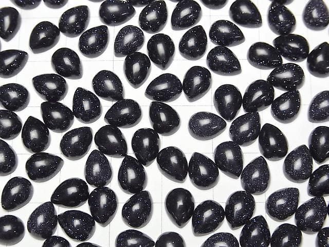 [Video]Blue Golden Sand Stone Pear shape Cabochon 8x6mm 5pcs