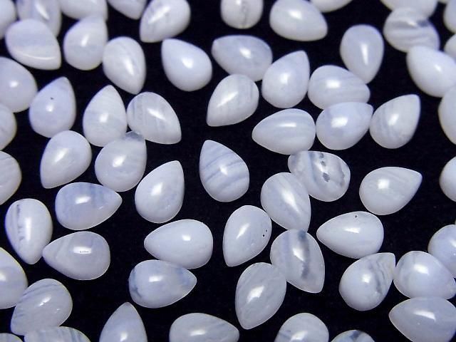 [Video] Blue Lace Agate AAA Pear shape Cabochon 6x4mm 4pcs