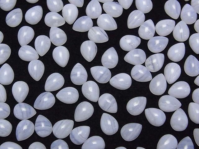 [Video] Blue Lace Agate AAA Pear shape Cabochon 8x6mm 4pcs
