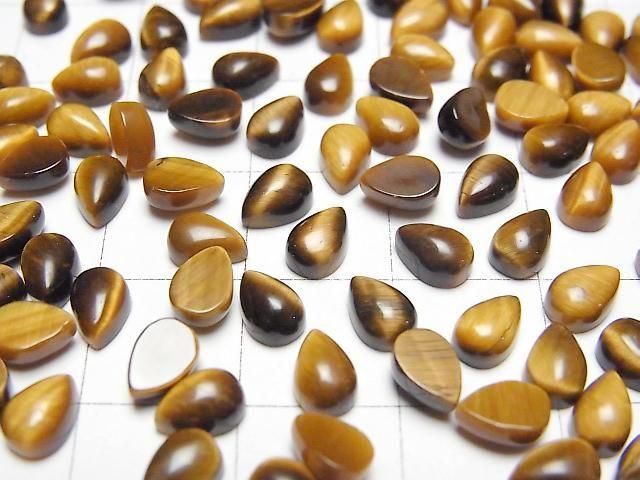 [Video] Yellow Tiger's Eye AA++ Pear shape Cabochon 6x4mm 5pcs