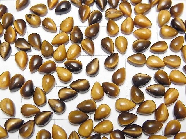 [Video] Yellow Tiger's Eye AA++ Pear shape Cabochon 6x4mm 5pcs