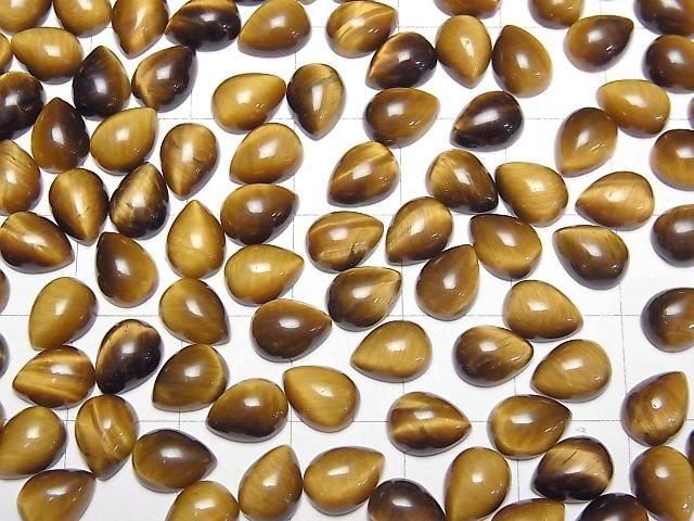 [Video] Yellow Tiger's Eye AA++ Pear shape Cabochon 8x6mm 5pcs