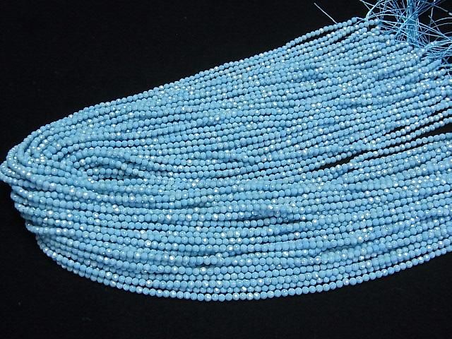 [Video]High Quality! Cubic Zirconia AAA Faceted Round 2mm [Milky Blue] 1strand beads (aprx.14inch/35cm)