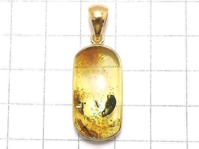 [Video][One of a kind] Insect Baltic Amber Pendant 18KGP NO.13