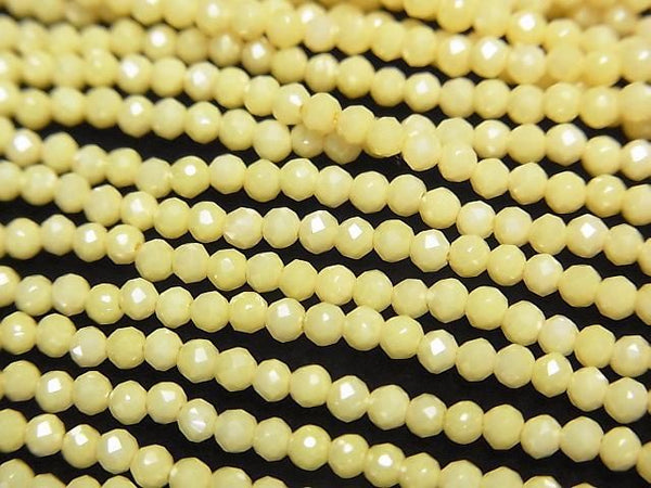 [Video]High Quality! Cubic Zirconia AAA Faceted Round 2mm [Milky Yellow] 1strand beads (aprx.14inch/35cm)