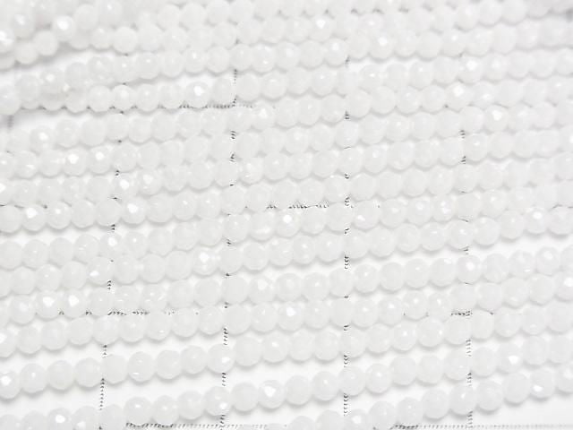 [Video]High Quality! Cubic Zirconia AAA Faceted Round 2mm [Milky White] 1strand beads (aprx.14inch/35cm)