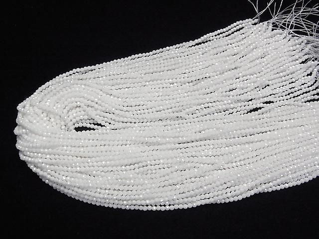 [Video]High Quality! Cubic Zirconia AAA Faceted Round 2mm [Milky White] 1strand beads (aprx.14inch/35cm)