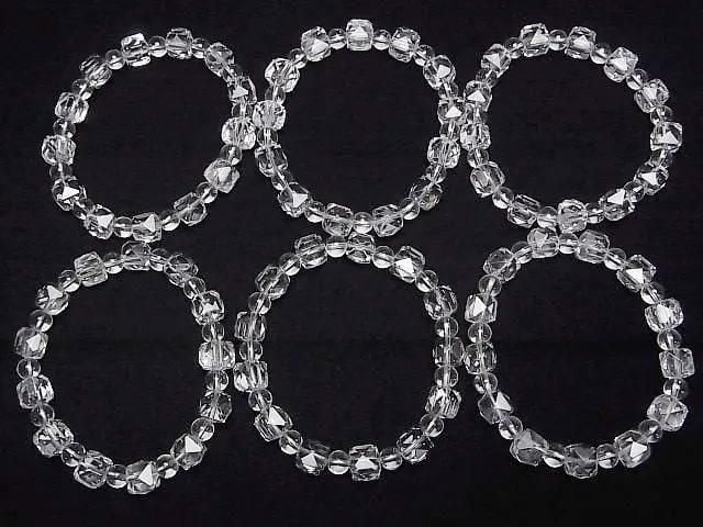 [Video]High Quality! Crystal AAA- Cube Shape 8mm & Round 6mm Bracelet