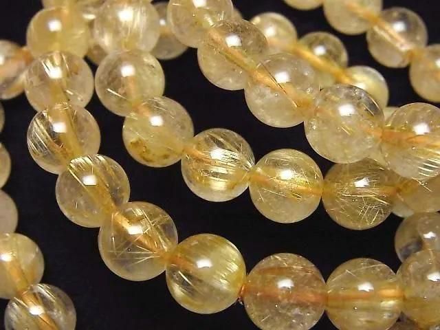 [Video]Rutilated Quartz AA++ Round 8mm Bracelet