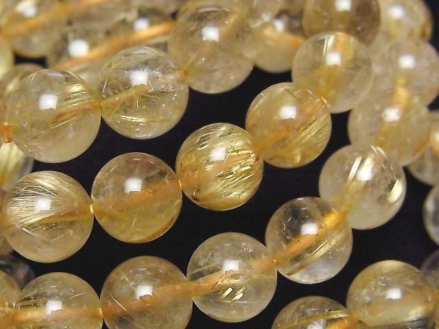 [Video]Rutilated Quartz AA++ Round 10mm Bracelet