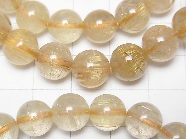 [Video]Rutilated Quartz AA++ Round 10mm Bracelet