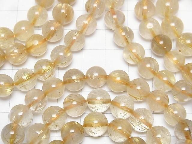 [Video]Rutilated Quartz AA++ Round 10mm Bracelet