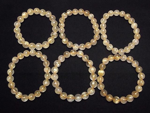[Video]Rutilated Quartz AA++ Round 10mm Bracelet