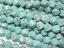 [Video] High Quality! Magnesite Turquoise Twist x Multiple Facets 5.5x4.5x4.5mm 1strand beads (aprx.15inch/36cm)