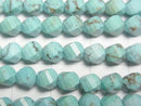 [Video] High Quality! Magnesite Turquoise Twist x Multiple Facets 5.5x4.5x4.5mm 1strand beads (aprx.15inch/36cm)