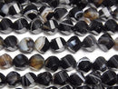 [Video]High Quality! Striped Onyx Twist x Multiple Facets 6x5x5mm 1strand beads (aprx.15inch/37cm)